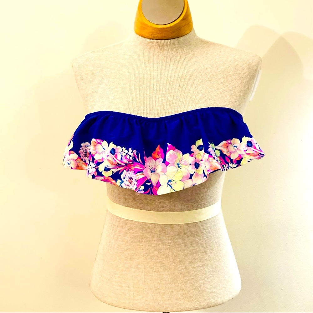NWT American Eagle Floral Bandeau Swim Top Small